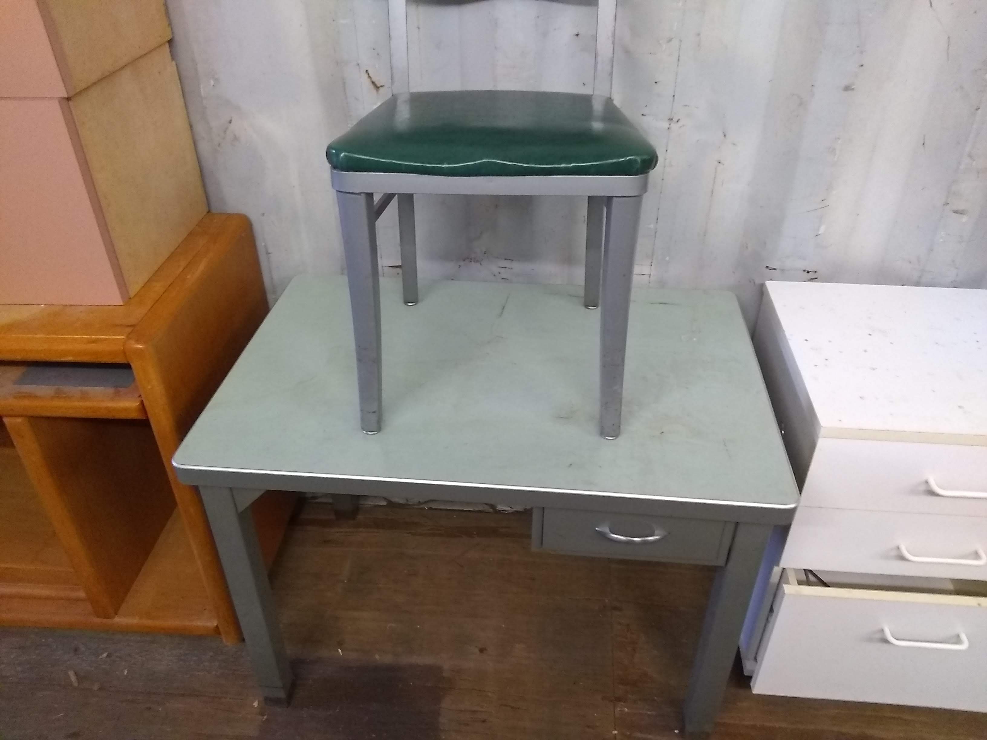Desk, Small Metal with Chair